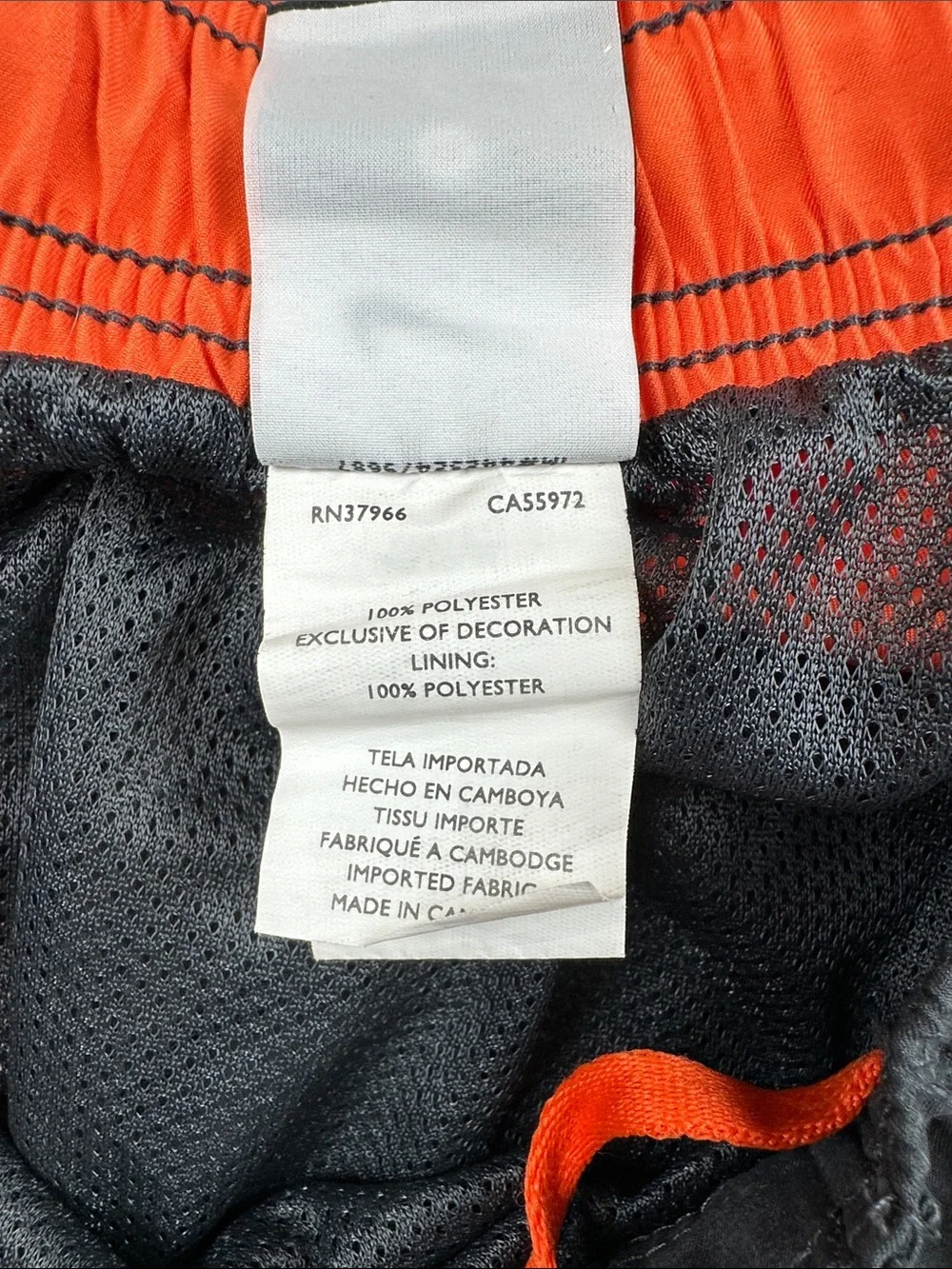 Nike Swim Volley Shorts Mens XL Black Orange Lined Drawstring Beach Trunks